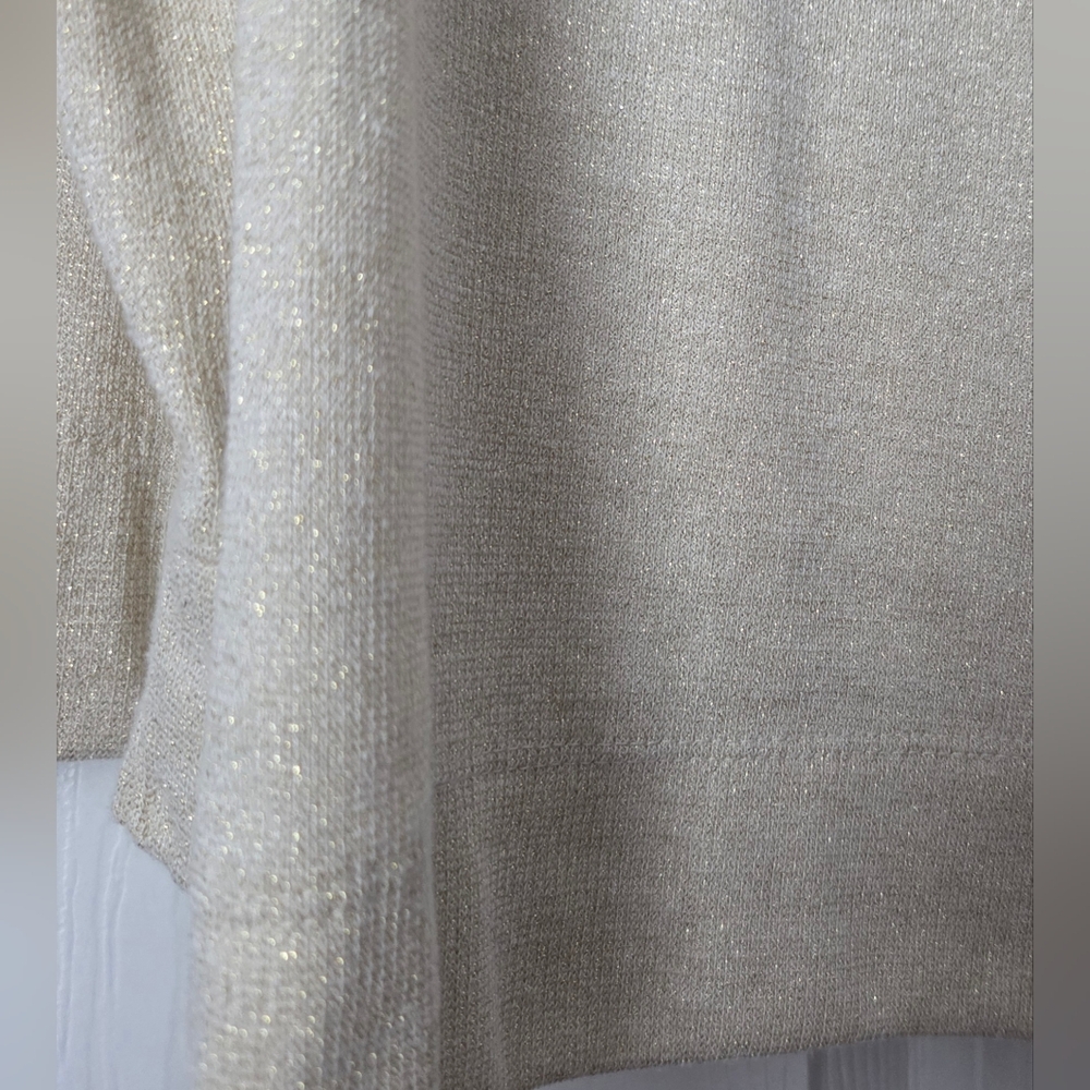 LOFT Cream Shimmery Off-Shoulder Blouse Size L - Picture 5 of 11